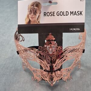 Rose Gold Masquerade Mask, Mardi Gras Halloween Venetian Mask Adult Unisex